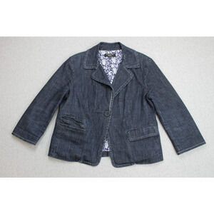 Talbots Jacket Womens Size 10 Blue Denim Cotton Blend Stretch Long Sleeve Lined